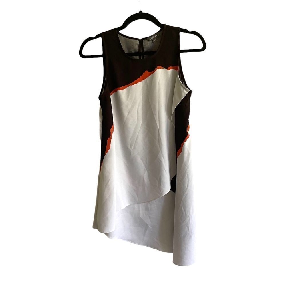 KENNETH COLE REACTION White Black Asymmetrical Tank Top Blouse XS
